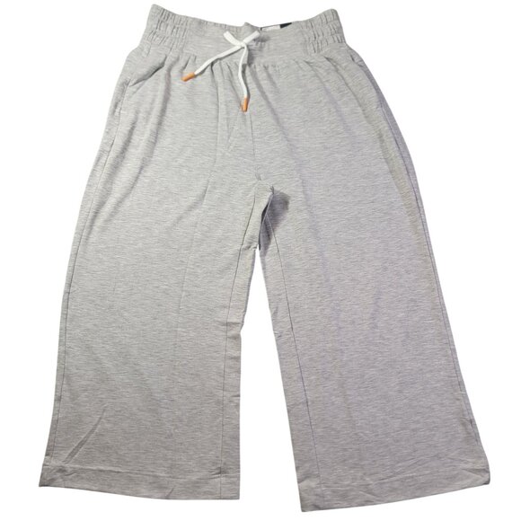 Tek Gear Crop Pants Womens M High Waist French Terry Light Gray Blend NWT - Picture 1 of 7